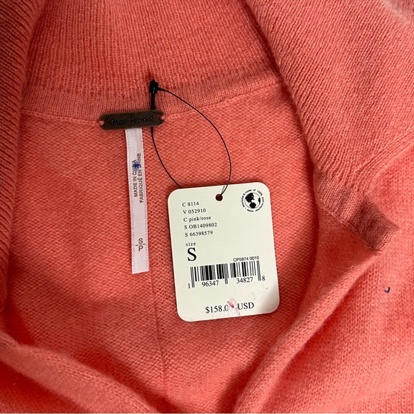 NWT Free People 100% Cashmere Paloma Cardi coral - Picture 16 of 16
